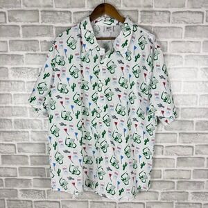 BDA WM Phoenix Open Coors Light Golf Shirt Mens 2XL White Short Sleeve Button Up